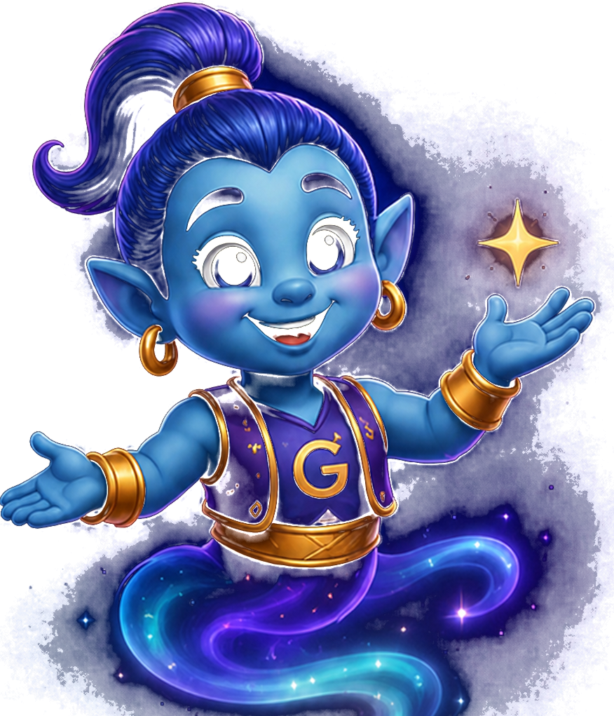 GG, the Geniegen AI Genie mascot